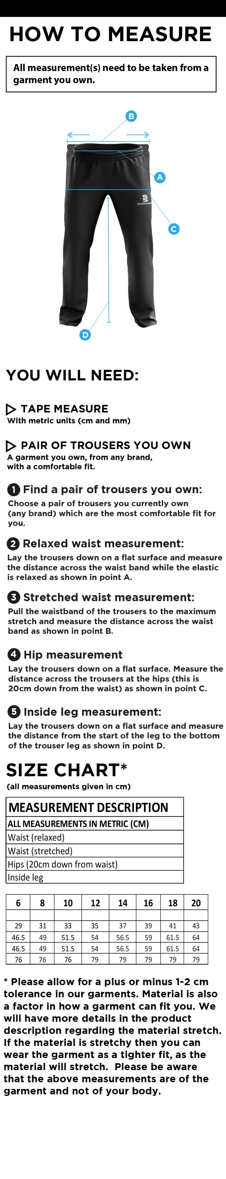 HOUGHTON MAIN CC Classic Tracksuit Pant 3/4 Zip Length Navy Female - Size Guide