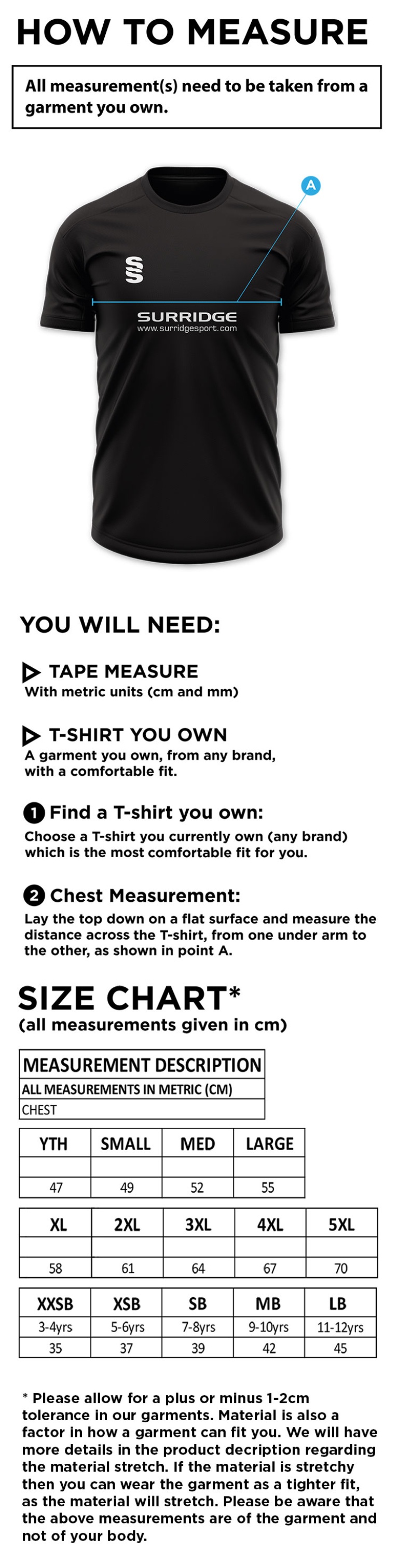 Houghton Main CC - Dual Games Shirt - Emerald - Size Guide