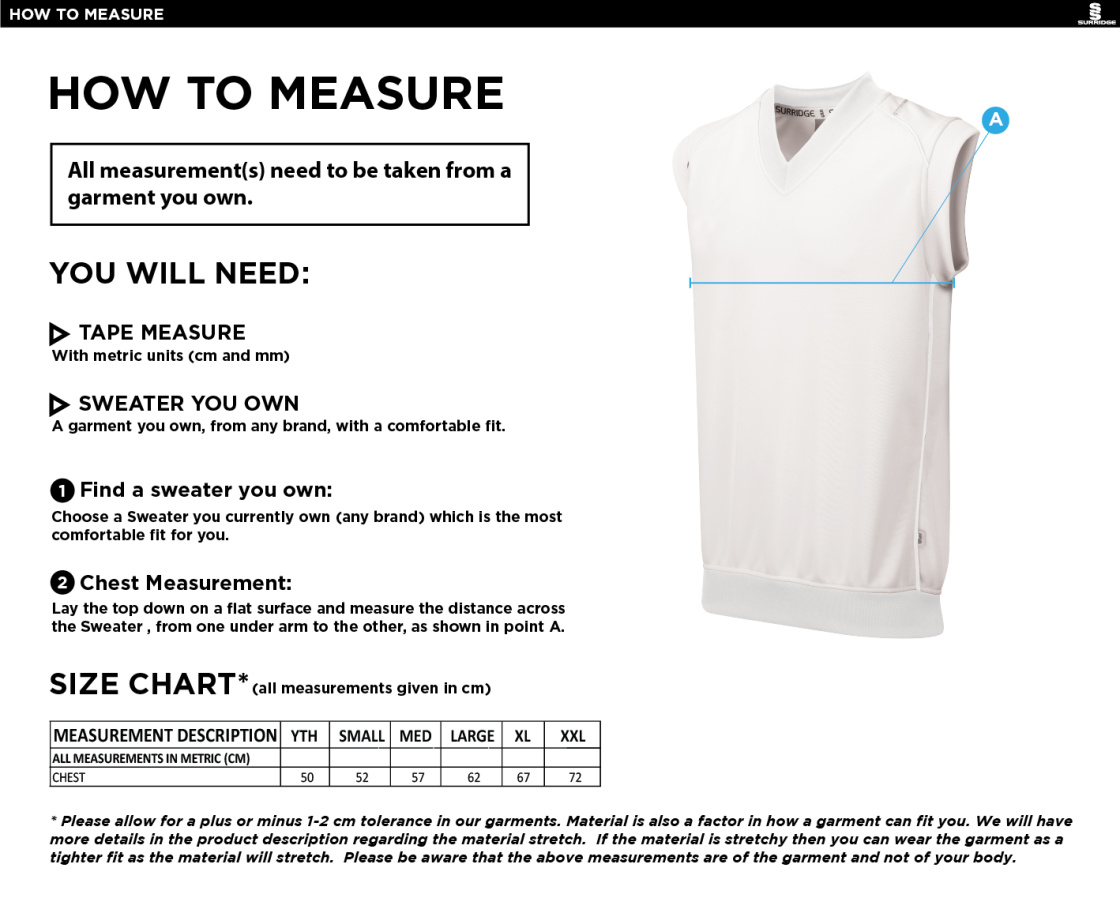 Houghton Main CC - Sleeveless Sweater - Size Guide