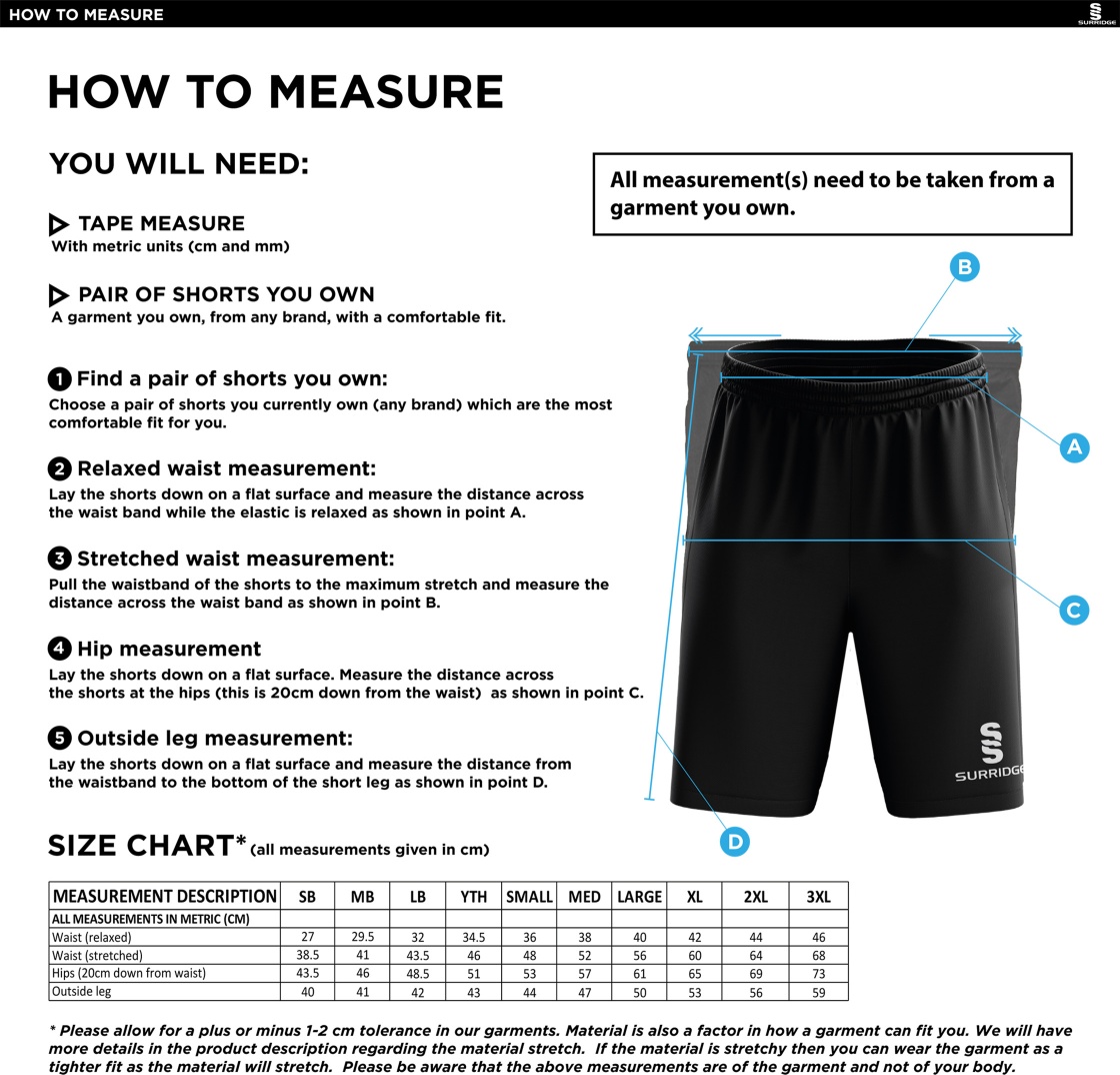 Houghton Main CC - Leisure Short - Size Guide